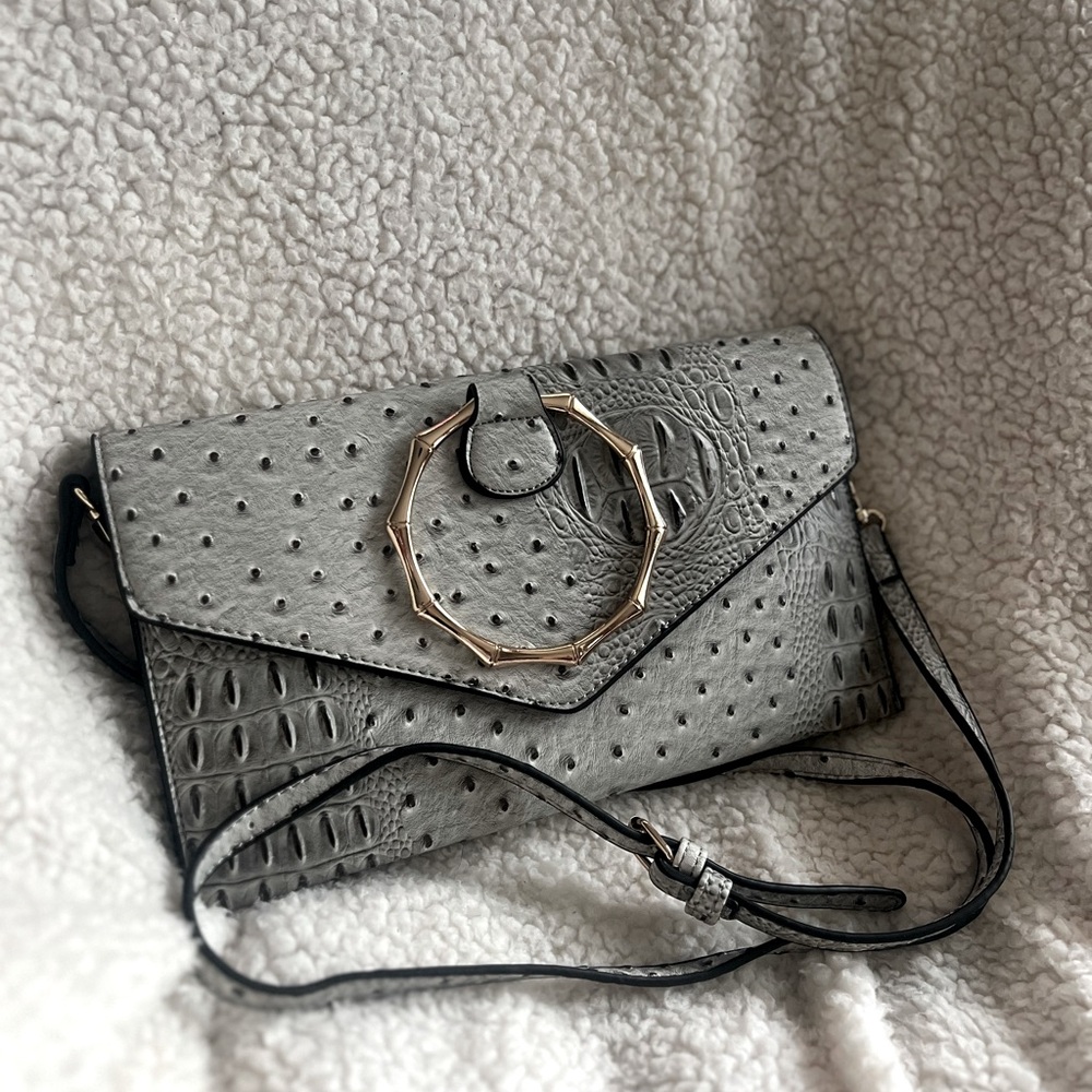 Faux Alligator skin cross body / bracelet clutch